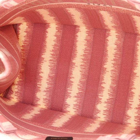 Christian Dior Book Tote Bayadere Stripe Embroidered Canvas Small Pink - Picture 6 of 8